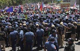 Imagen de las protestas en Kidapawn (Filipinas)